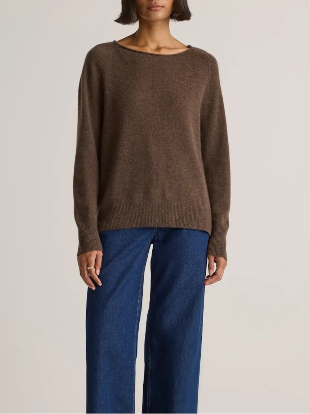 Quince 100% Mongolian Cashmere Relaxed Boatneck Sweater Brown Size Large - Picture 9 of 15